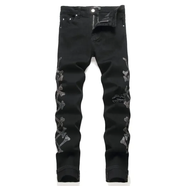 Philipp Plein Skull Embroidered Distressed Denim Jeans - 89