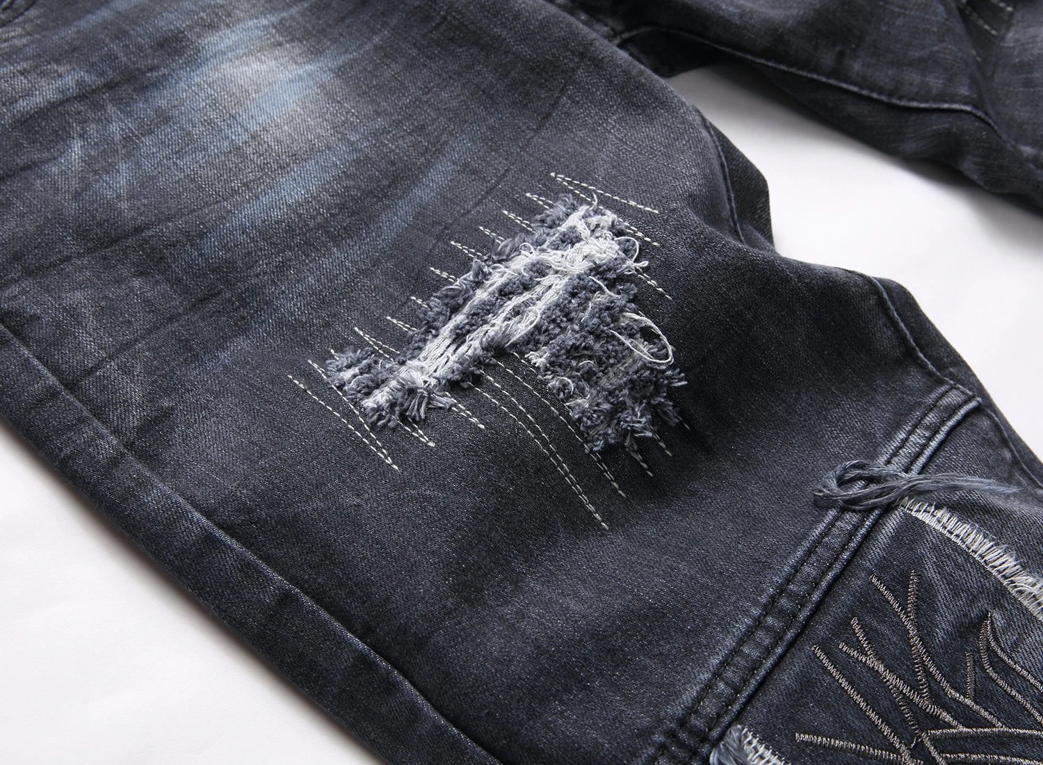 Philipp Plein Skull Embroidered Distressed Denim Jeans - 18