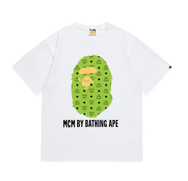 Ape head little monkey camouflage men's and women's short-sleeved round neck T-shirt for men