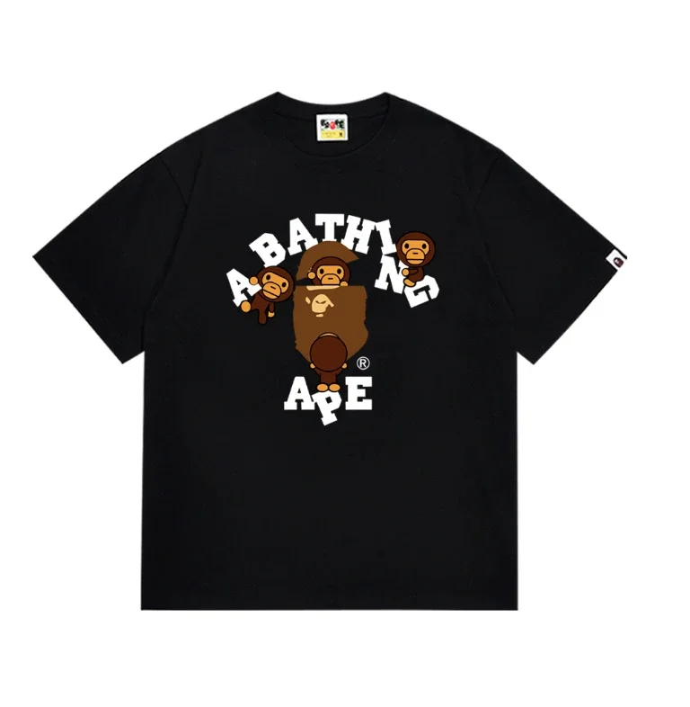 Ape head little monkey camouflage men's and women's short-sleeved round neck T-shirt for men