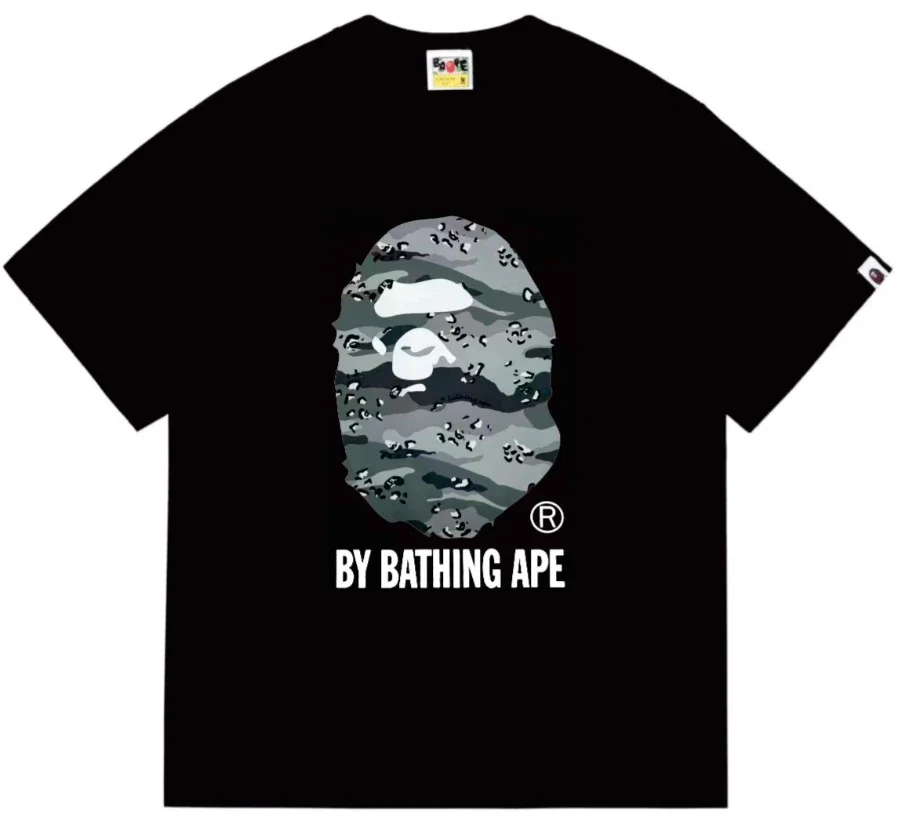 Ape head little monkey camouflage men's and women's short-sleeved round neck T-shirt for men