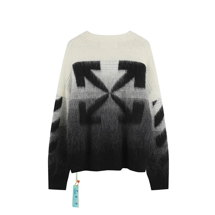 Trendy brand gradient arrow mohair sweater wool couple outfit(pic6) Trendy brand gradient arrow mohair sweater wool couple outfit
