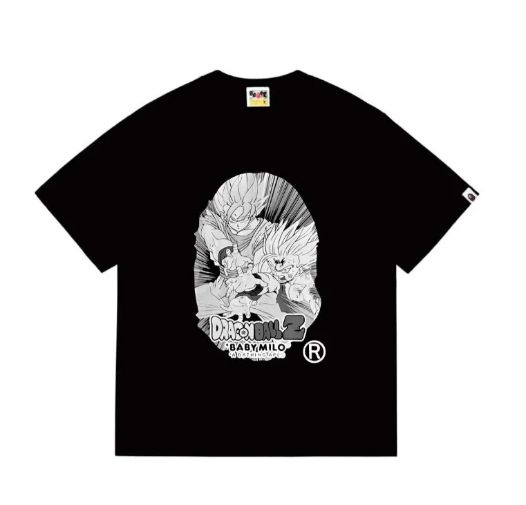 Ape head little monkey camouflage men's and women's short-sleeved round neck T-shirt for men
