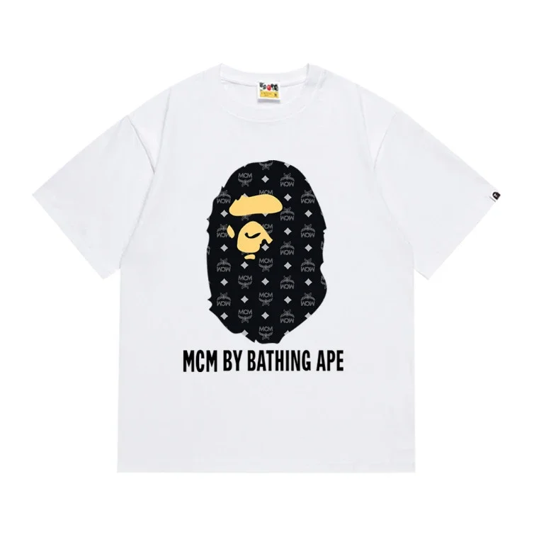 Ape head little monkey camouflage men's and women's short-sleeved round neck T-shirt for men