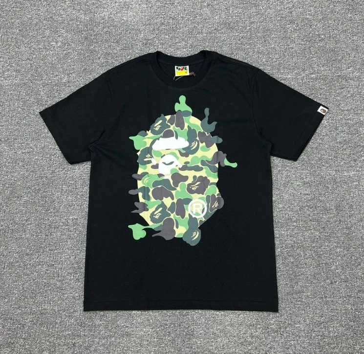 Ape head little monkey camouflage men's and women's short-sleeved round neck T-shirt for men