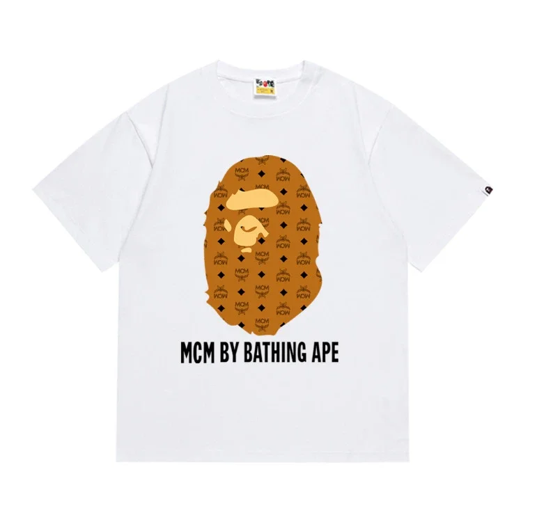 Ape head little monkey camouflage men's and women's short-sleeved round neck T-shirt for men