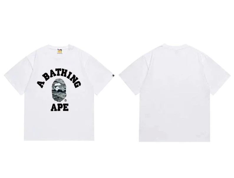 Ape head little monkey camouflage men's and women's short-sleeved round neck T-shirt for men