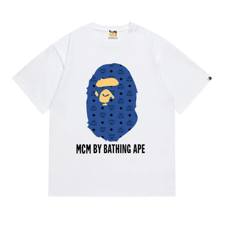 Ape head little monkey camouflage men's and women's short-sleeved round neck T-shirt for men