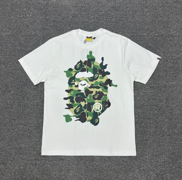 Ape head little monkey camouflage men's and women's short-sleeved round neck T-shirt for men