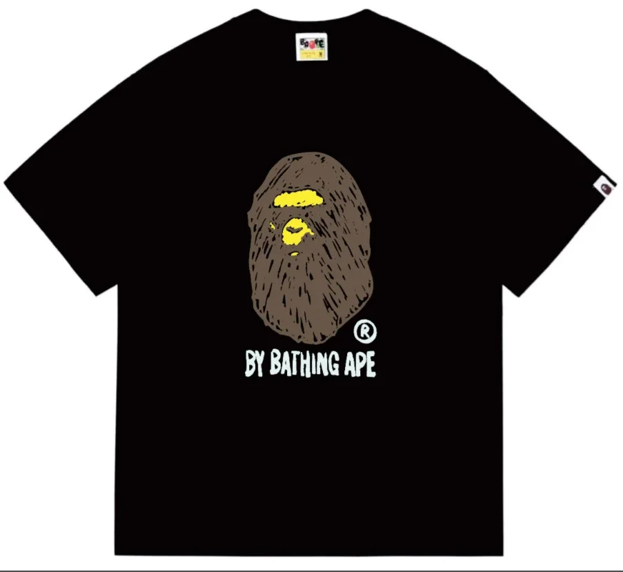 Ape head little monkey camouflage men's and women's short-sleeved round neck T-shirt for men