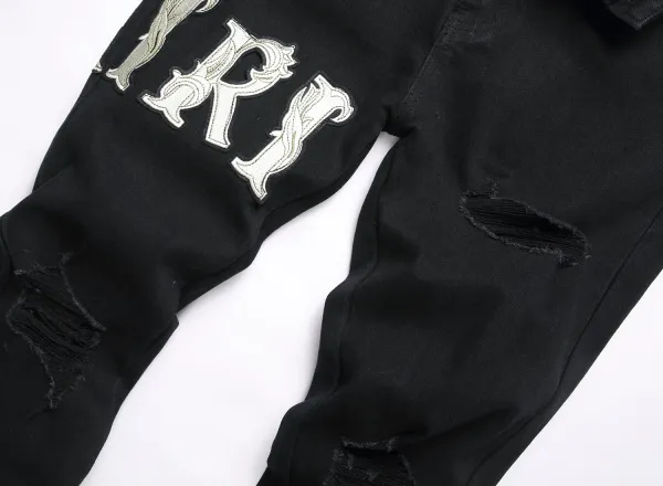 Philipp Plein Skull Embroidered Distressed Denim Jeans - 8