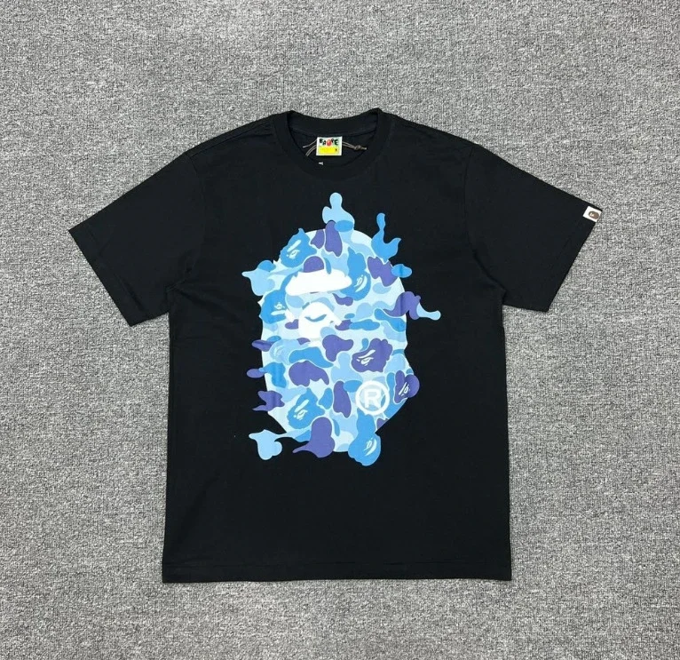 Ape head little monkey camouflage men's and women's short-sleeved round neck T-shirt for men