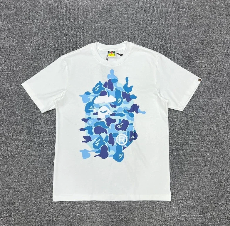 Ape head little monkey camouflage men's and women's short-sleeved round neck T-shirt for men