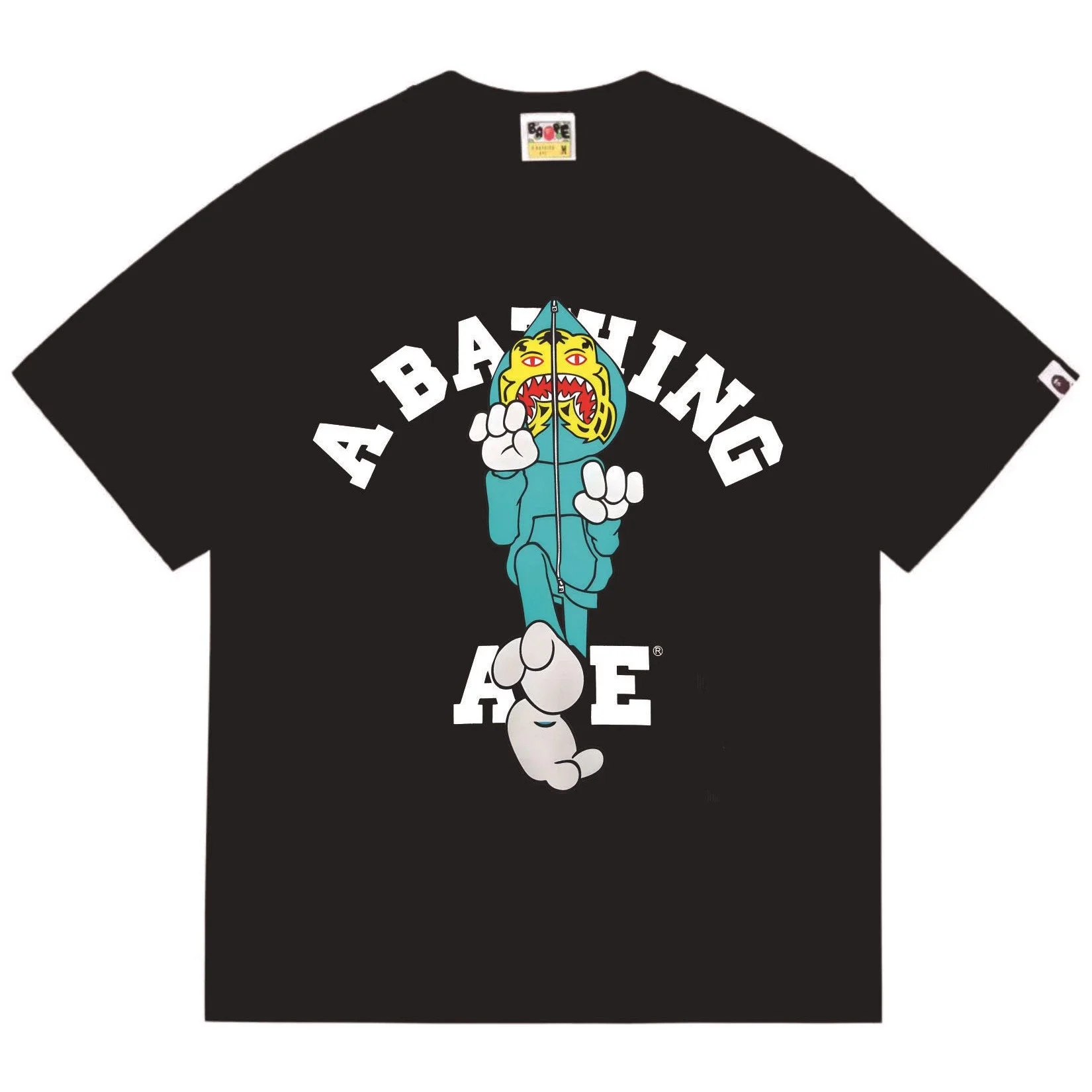 Ape head little monkey camouflage men's and women's short-sleeved round neck T-shirt for men
