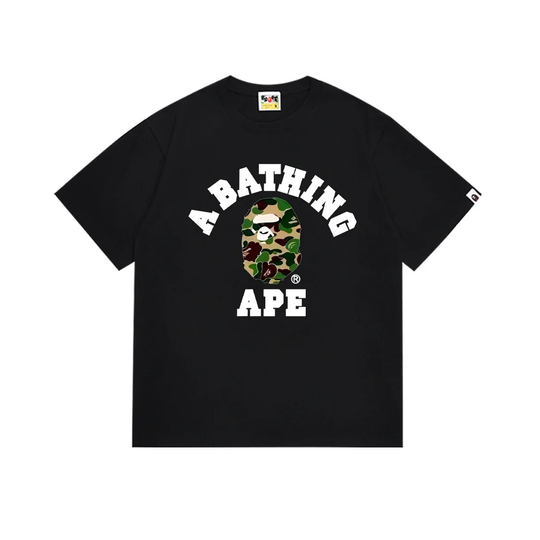 Ape head little monkey camouflage men's and women's short-sleeved round neck T-shirt for men