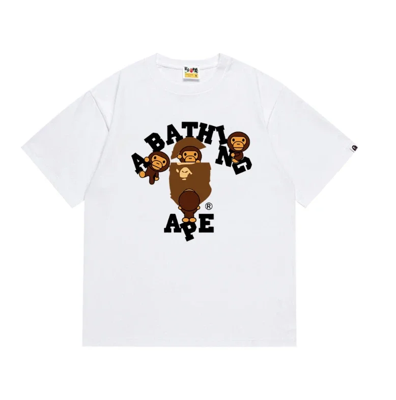 Ape head little monkey camouflage men's and women's short-sleeved round neck T-shirt for men