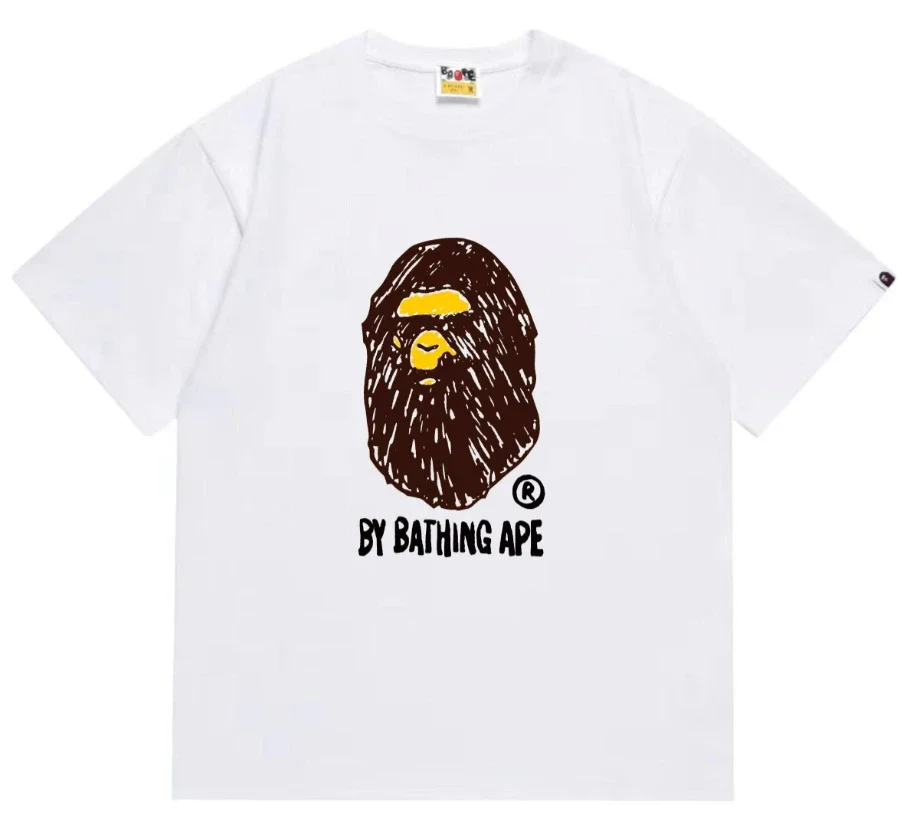 Ape head little monkey camouflage men's and women's short-sleeved round neck T-shirt for men