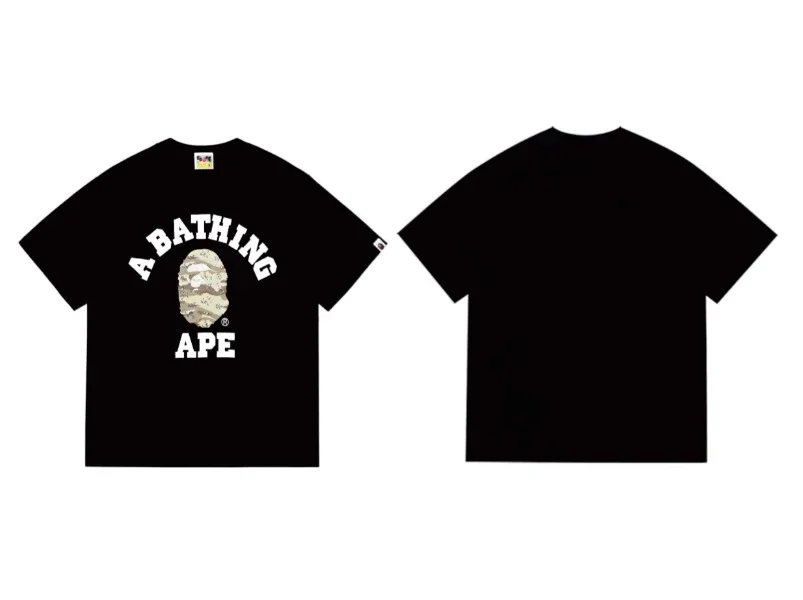 Ape head little monkey camouflage men's and women's short-sleeved round neck T-shirt for men