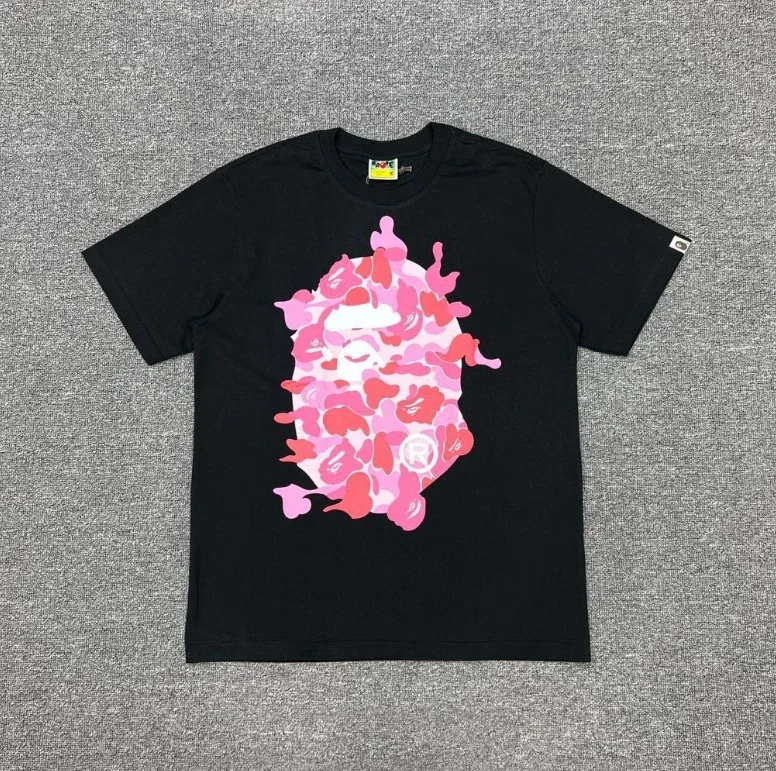 Ape head little monkey camouflage men's and women's short-sleeved round neck T-shirt for men