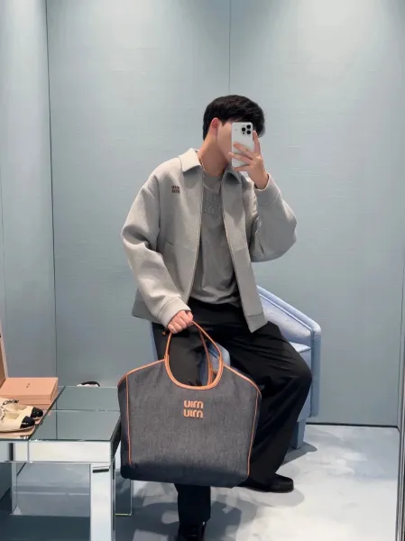 Miu Miu Logo-Embroidered Gray Zip-Up Jacket - 9