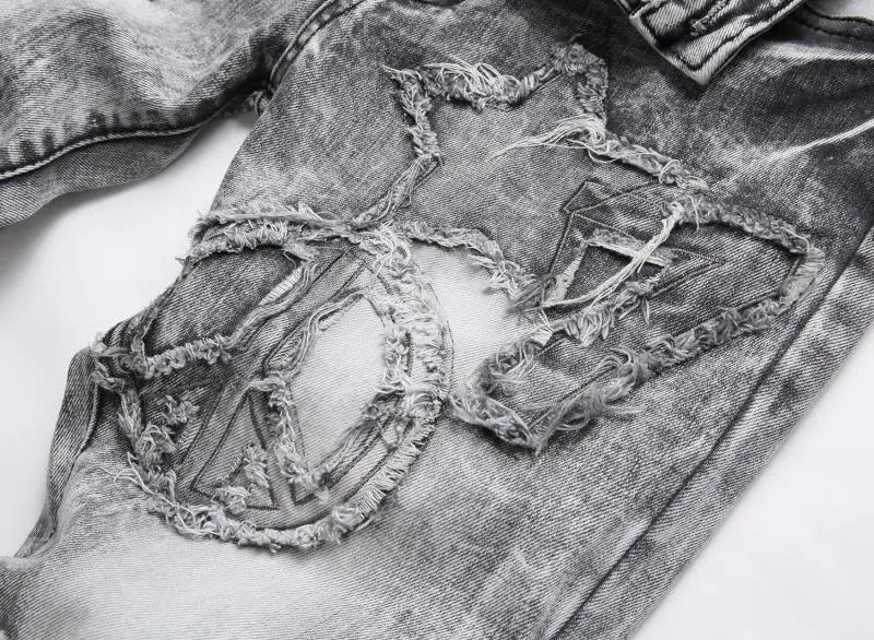 Philipp Plein Skull Embroidered Distressed Denim Jeans - 65