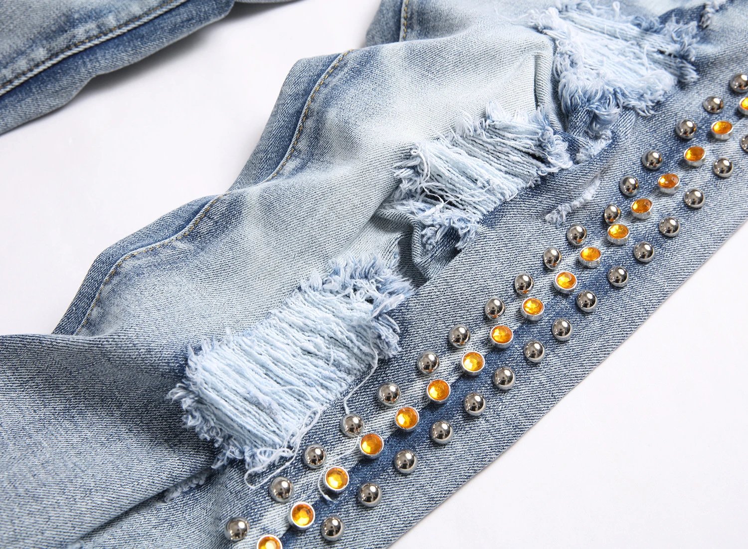 Philipp Plein Skull Embroidered Distressed Denim Jeans - 85