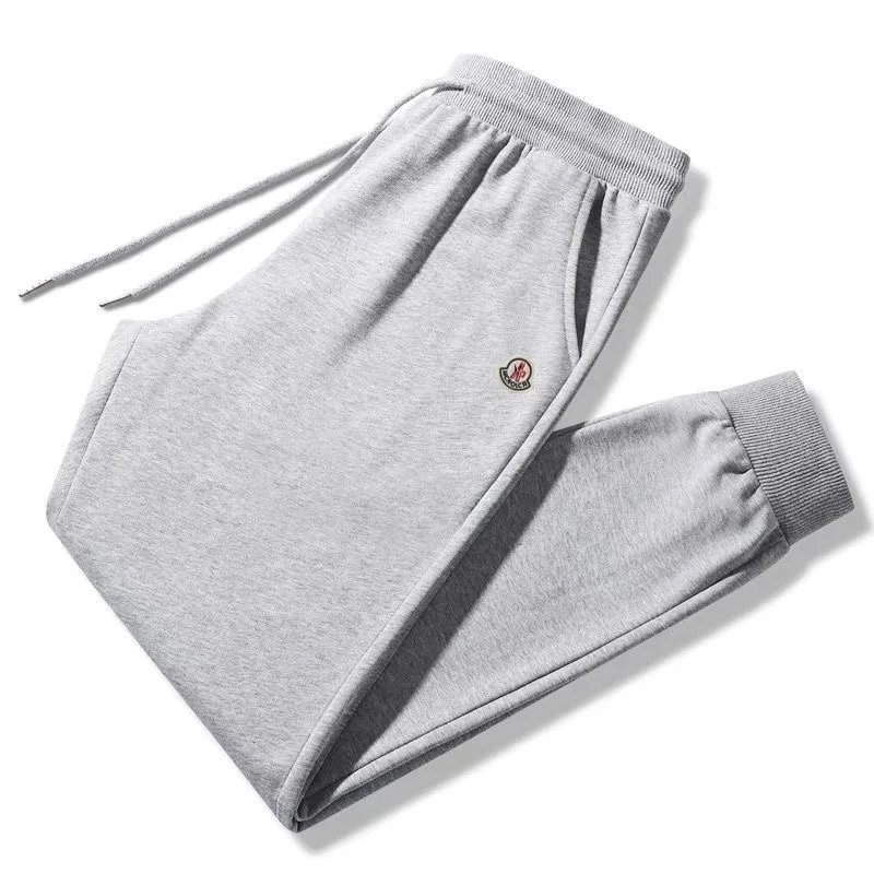 Moncler Logo-Embroidered Heather Gray Sweatpants - 1