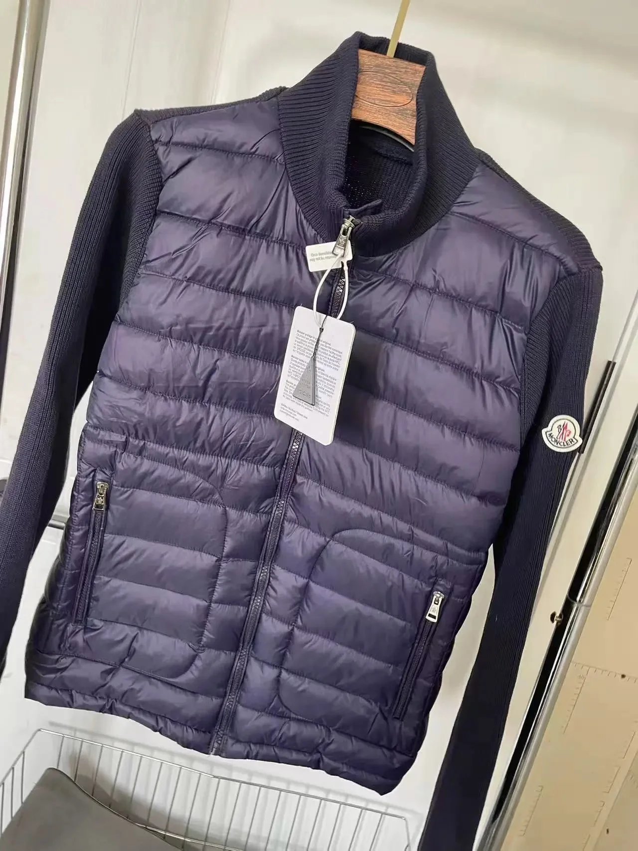 Moncler Grenoble Hybrid Knit-Panel Down Vest Navy - 1