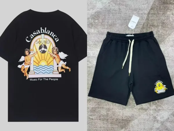 Casablanca Sound Arch Graphic T-Shirt and Shorts Set Black - 1