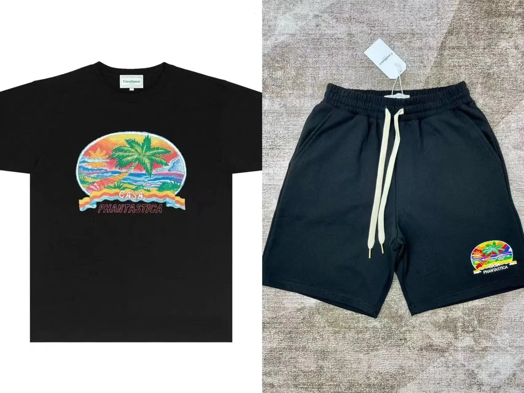 Casablanca Tennis Club Graphic T-Shirt and Shorts Set Black - 7