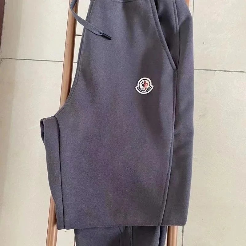 Moncler Logo-Embroidered Gray Sweatpants - 1