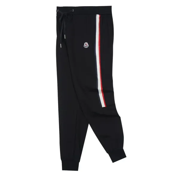 Moncler Genius Track Pants Black with Red-White-Blue Stripe Sweatpants - 1