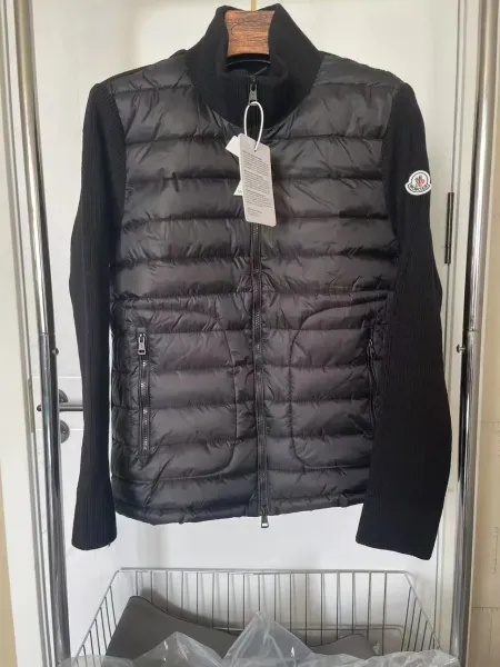 Moncler Grenoble Hybrid Knit-Panel Down Jacket Black - 1