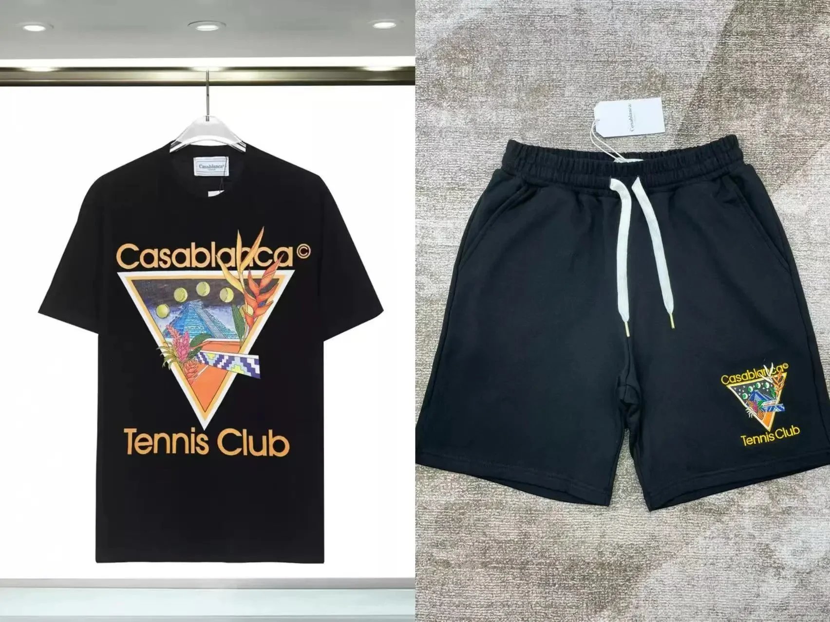 Casablanca Tennis Club Graphic T-Shirt and Shorts Set Black - 10