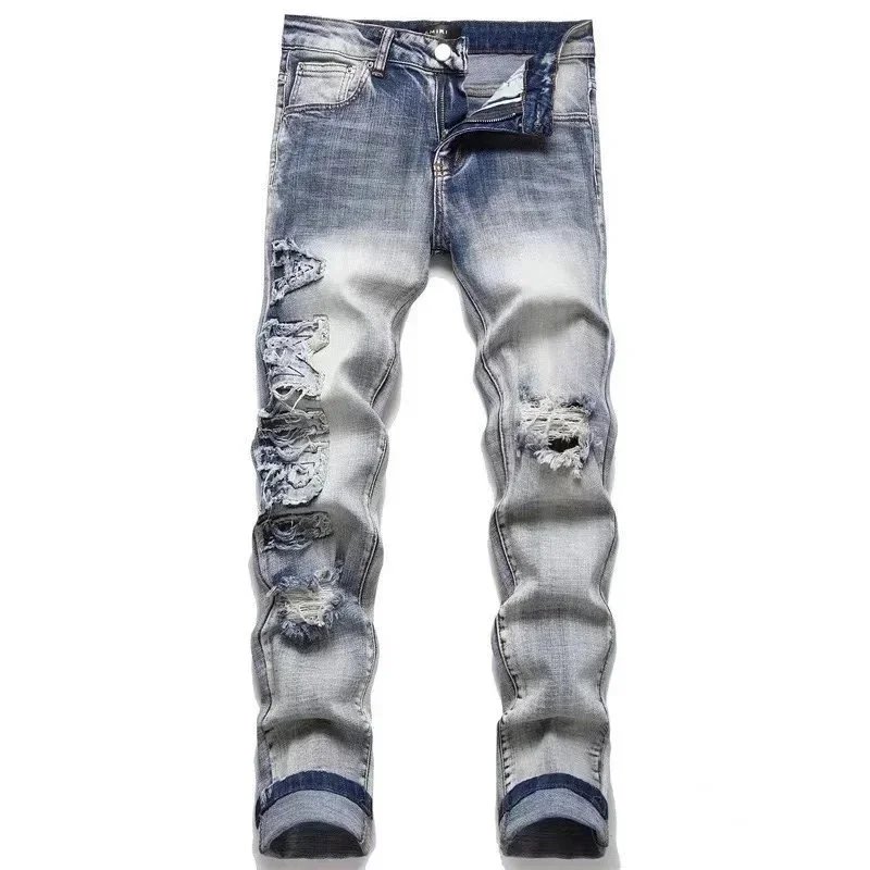 Gallery Dept. Distressed Logo Patch Jeans Gray - 8