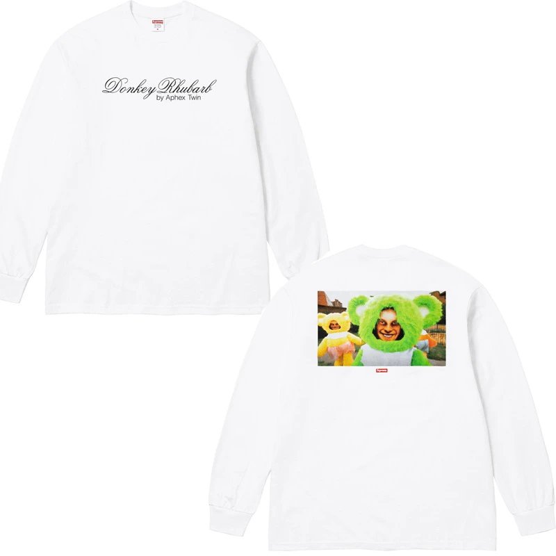 E588 Back Cartoon Bear Long T-shirt White