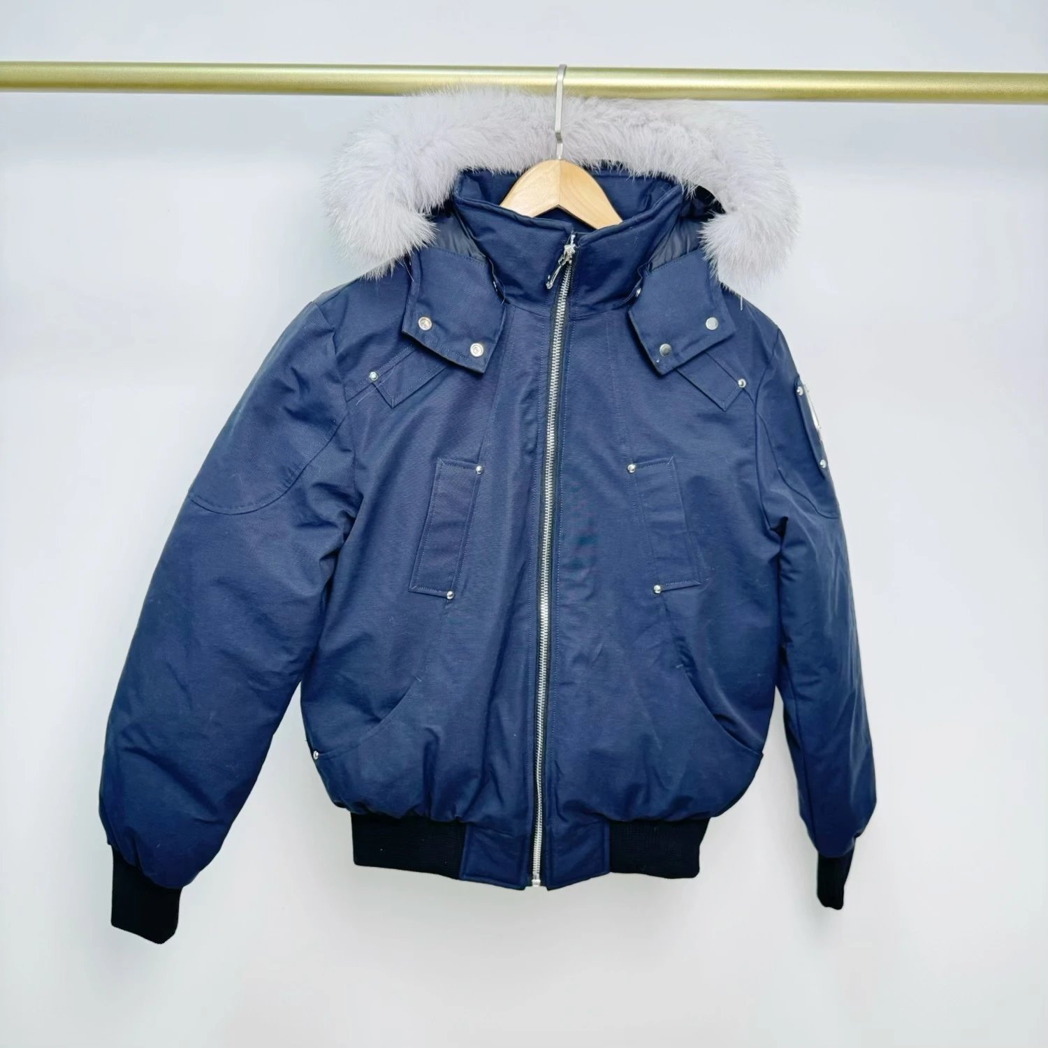 Dark blue.  white fur