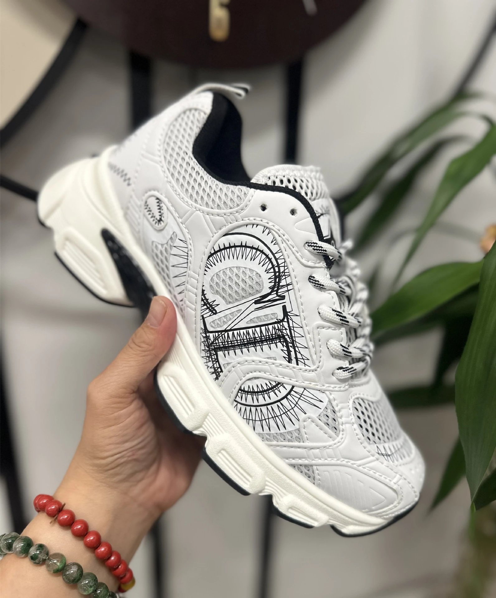 Unbranded Sneakers Chunky mesh with graphic side panels — CD 2-Black and white