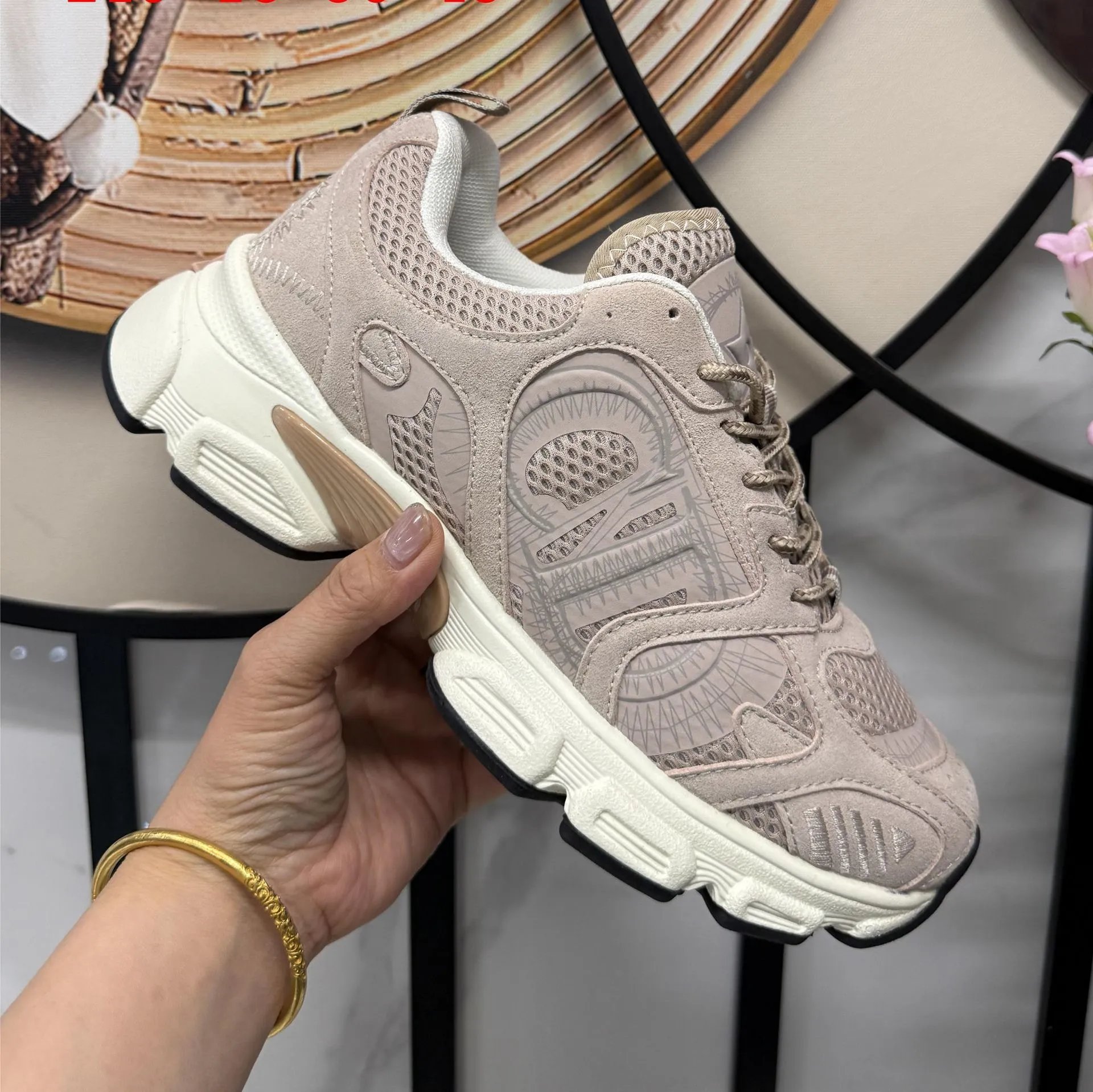 Unbranded Sneakers Chunky mesh with graphic side panels — CD 2-White and brown