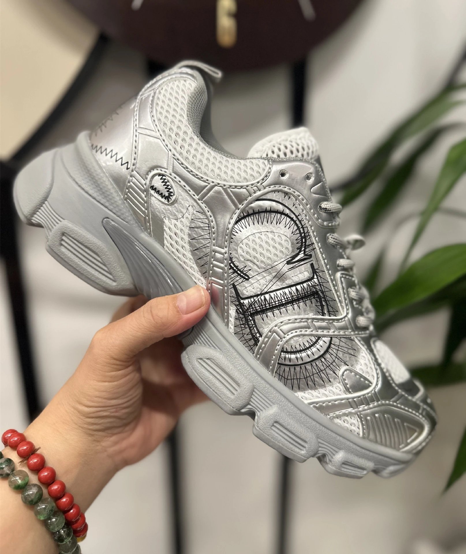 Unbranded Sneakers Chunky mesh with graphic side panels — CD 2-Silver