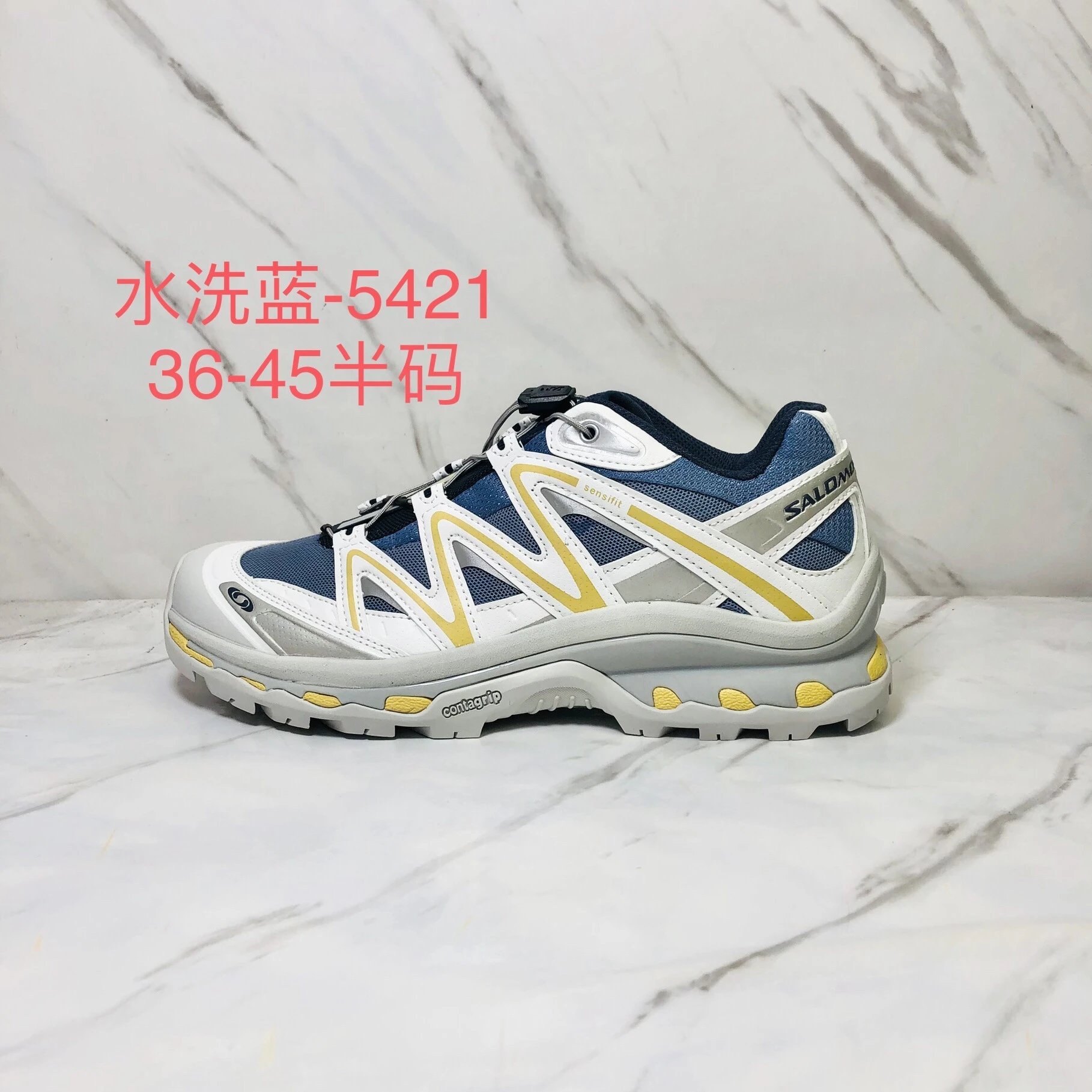 Salomon Sneakers Mesh Trail with Quicklace Closure — Q Washed Blue-5421