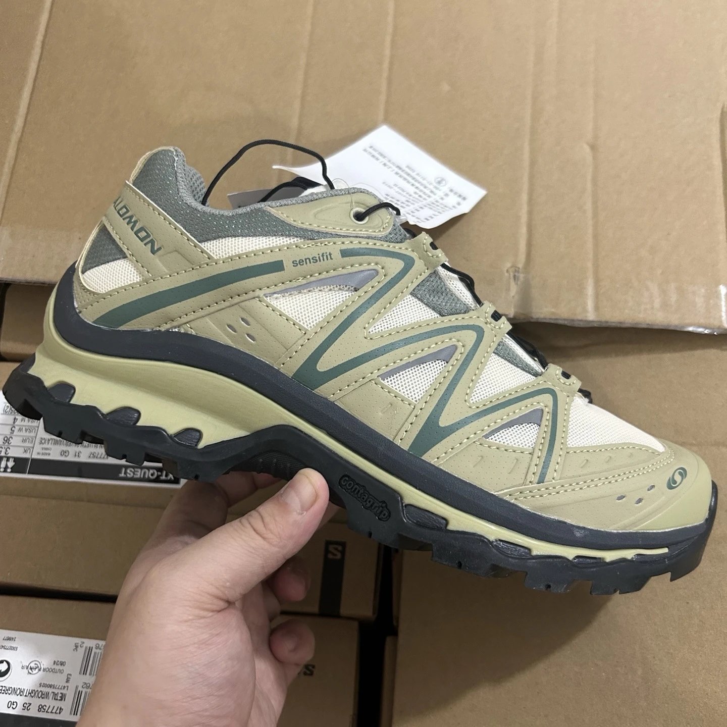 Salomon Sneakers Mesh Trail with Quicklace Closure — Q Dove Green 7590