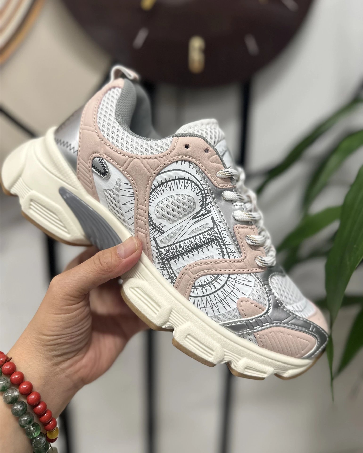 Unbranded Sneakers Chunky mesh with graphic side panels — CD 2-Silver powder
