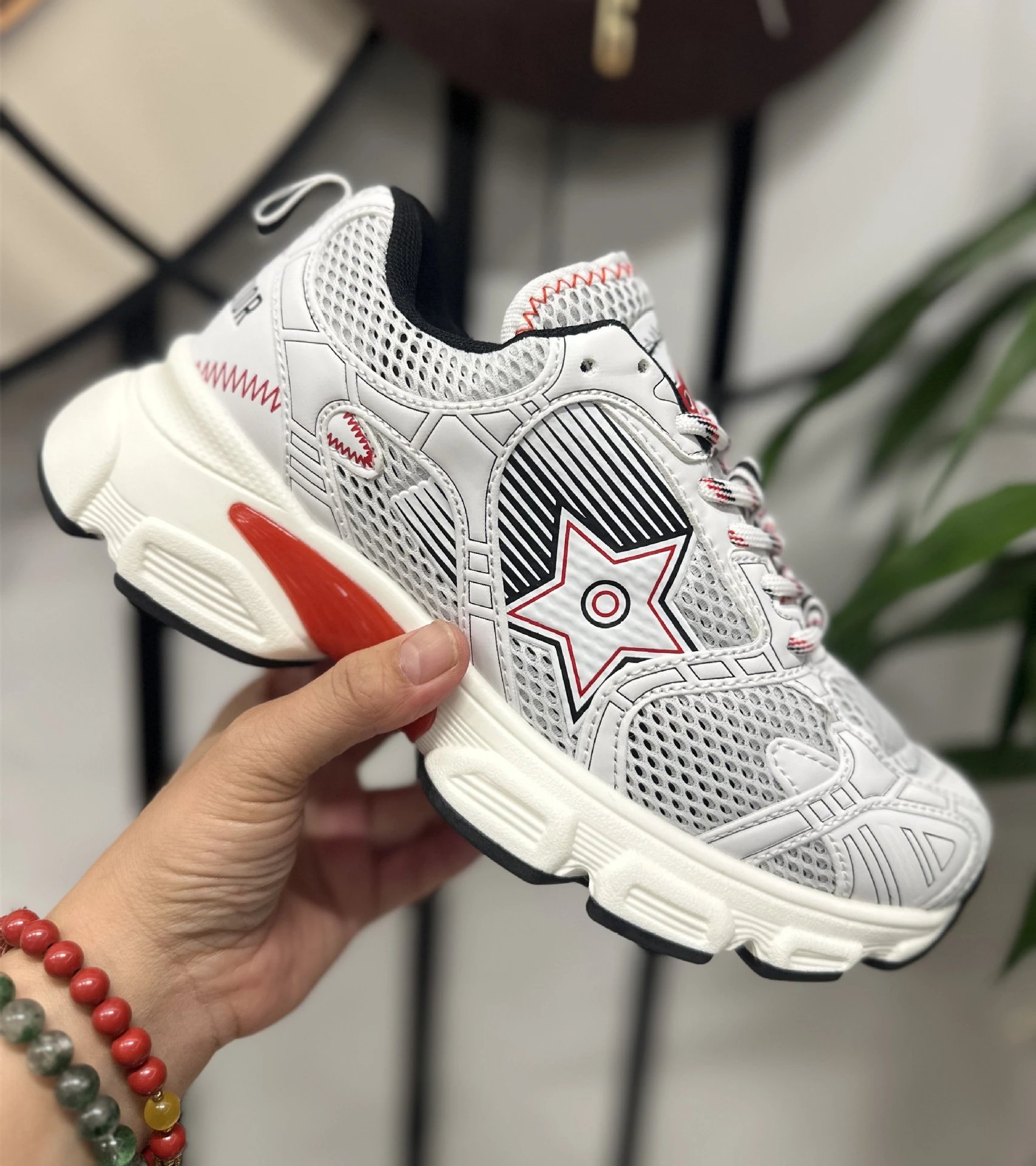 Unbranded Sneakers Chunky mesh with graphic side panels — CD 2-White and red