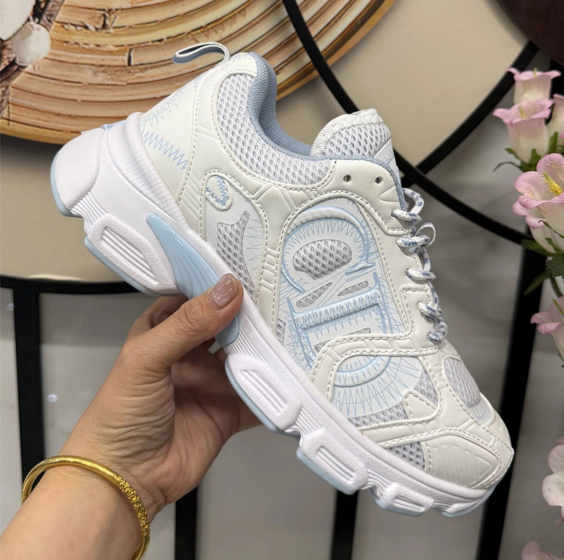 Unbranded Sneakers Chunky mesh with graphic side panels — CD 2-White and blue