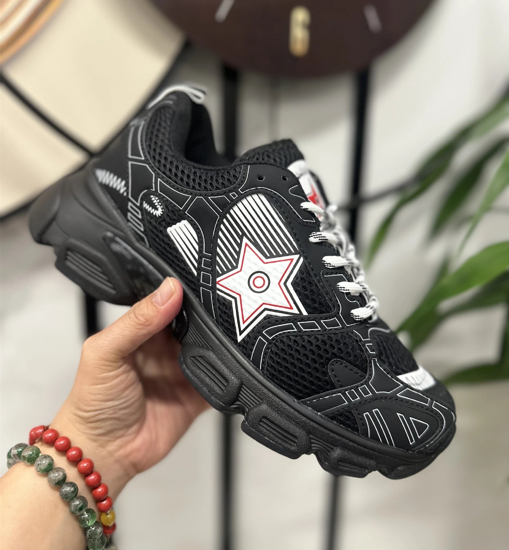 Unbranded Sneakers Chunky mesh with graphic side panels — CD 2-Black Red Star