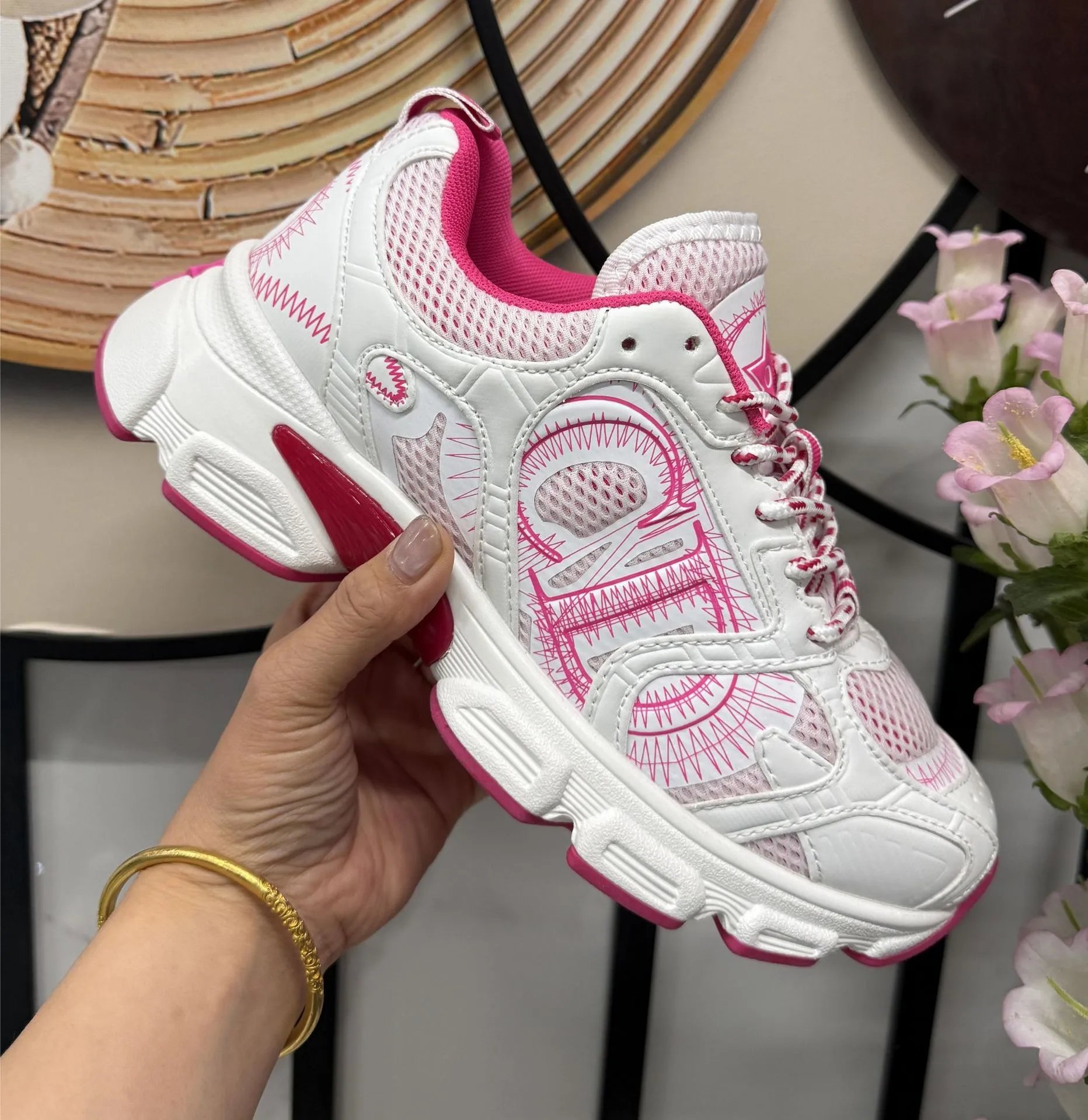 Unbranded Sneakers Chunky mesh with graphic side panels — CD 2-White powder