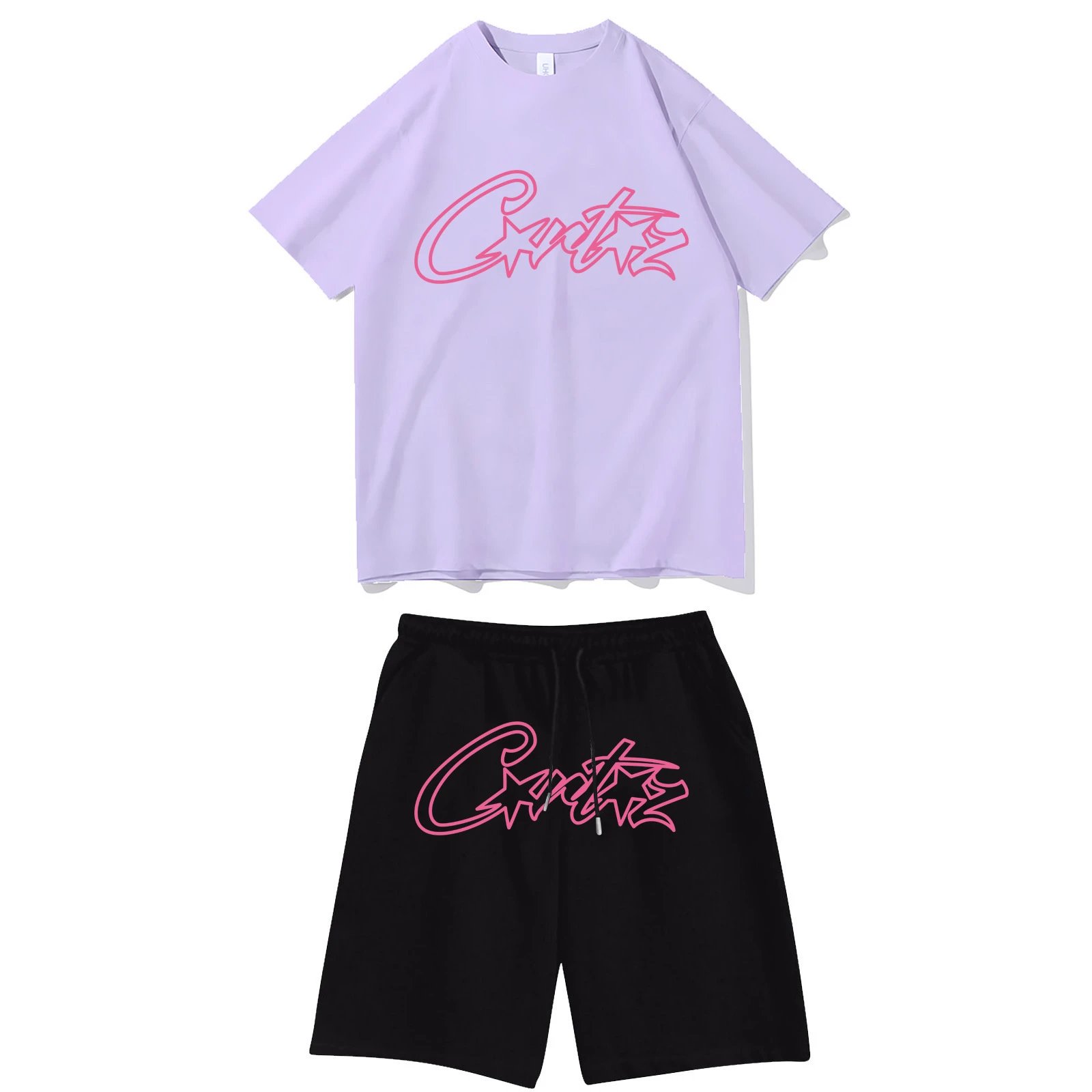 [180g] Light Purple T Black Shorts (Pink Image)