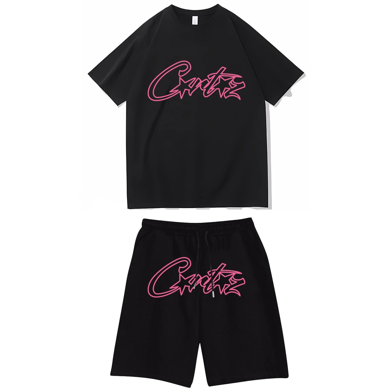 [180g] Black T Black Shorts (Pink Image)