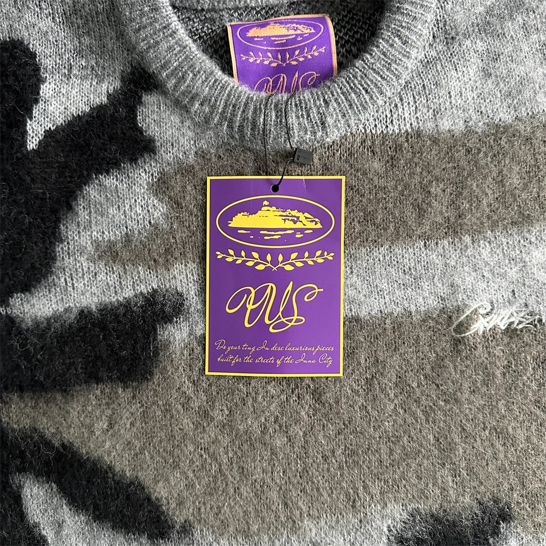 Corteiz CRZ Logo Ribbed Knit Sweater Beige - 41